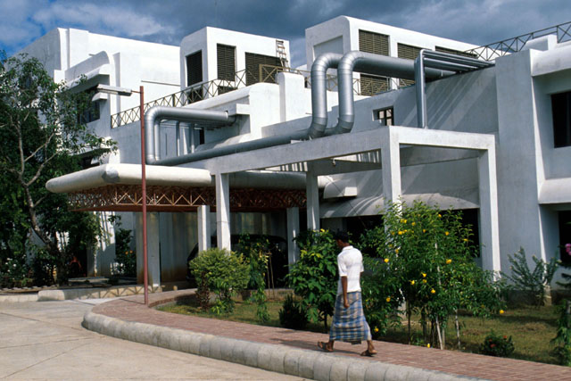 Exterior view showing HVAC system and sheltered areas