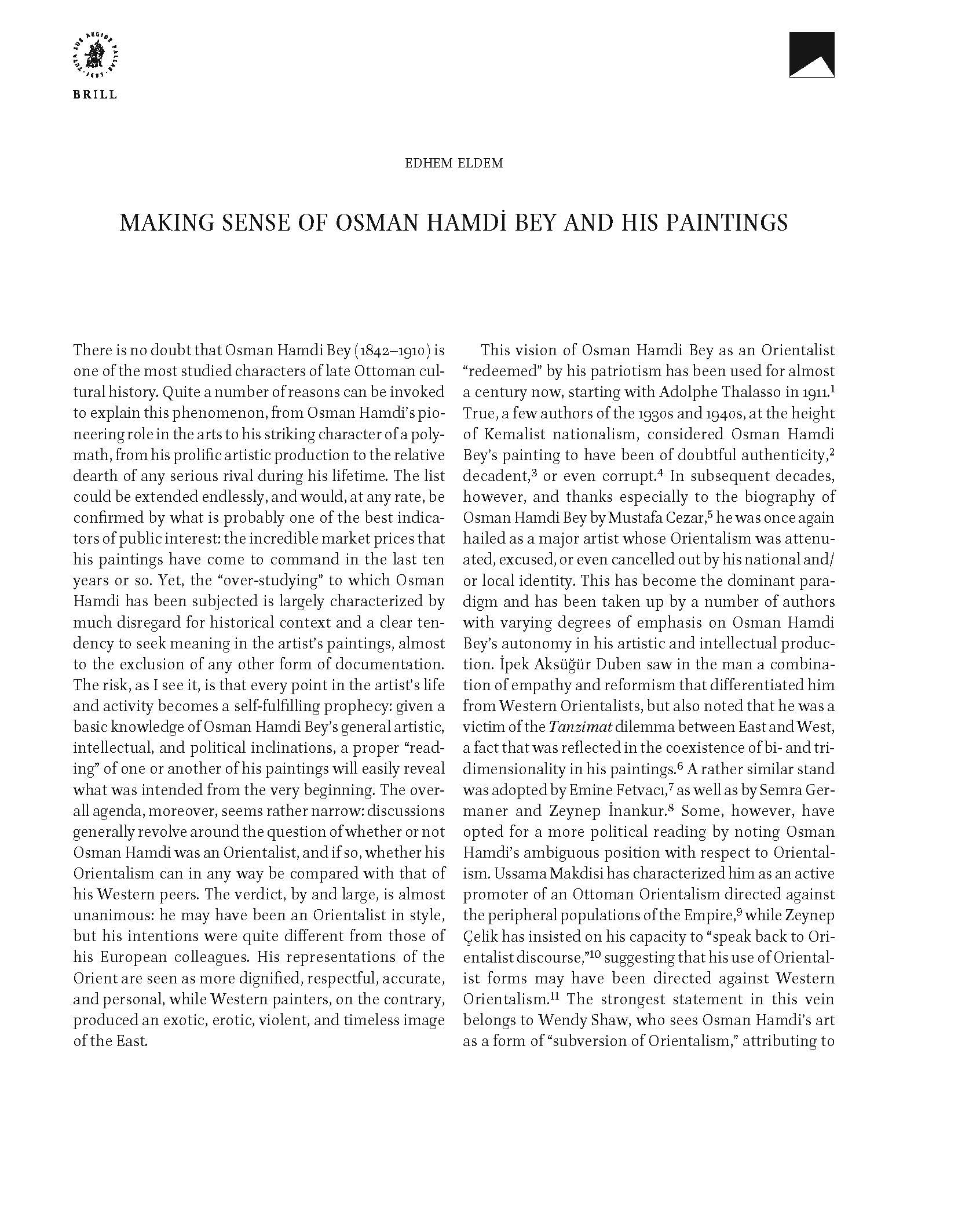 Making Sense of Osman Hamdi Bey and His Paintings