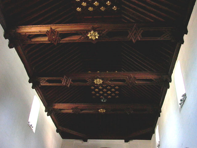 Interior view of wooden ceiling