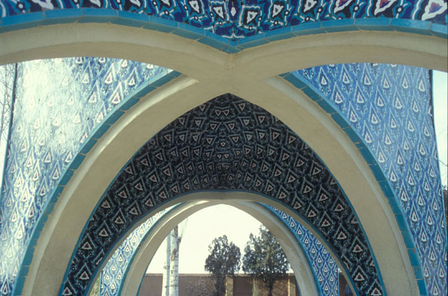 Detail of concrete vaulting with tile decoration