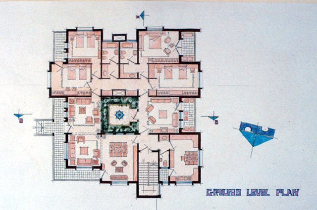 Color drawing, ground floor plan