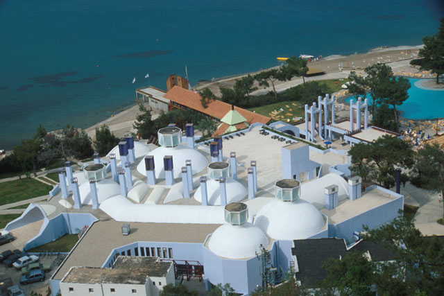 Aerial view showing seaside complex