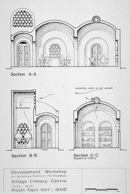 B&W drawing, sections