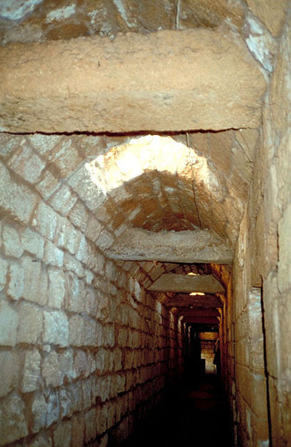 Interior, stone vault after restoration