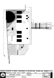 Jami' al-Mu'allaq - Drawing of the building, based on survey: Southwest elevation.