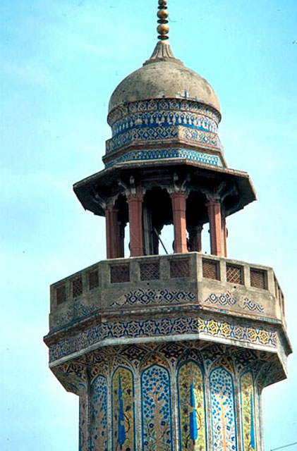 Wazir Khan Mosque Restoration - Minaret, close-up