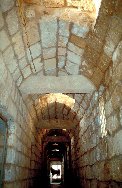 Interior, stone vault after restoration