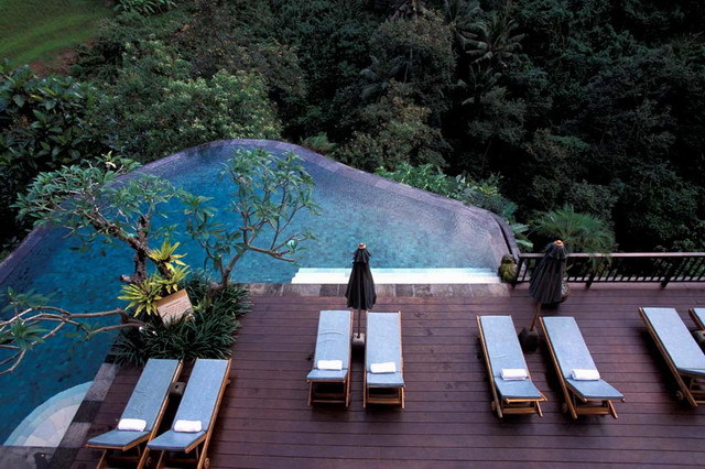 Elevated view of pool