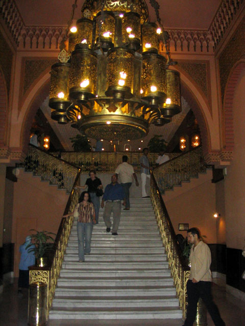 The grand staircase linking the entry hall to the garden