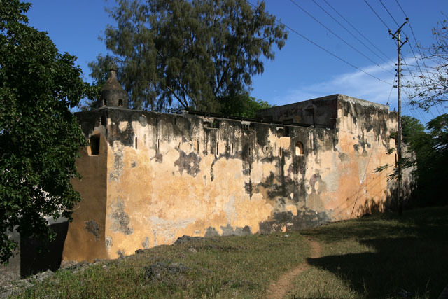 Exterior view showing east elevation of S. Alberto Bastion at southeast corner of fort