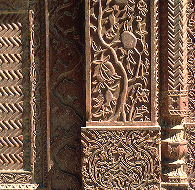 Exterior detail of carving on façade