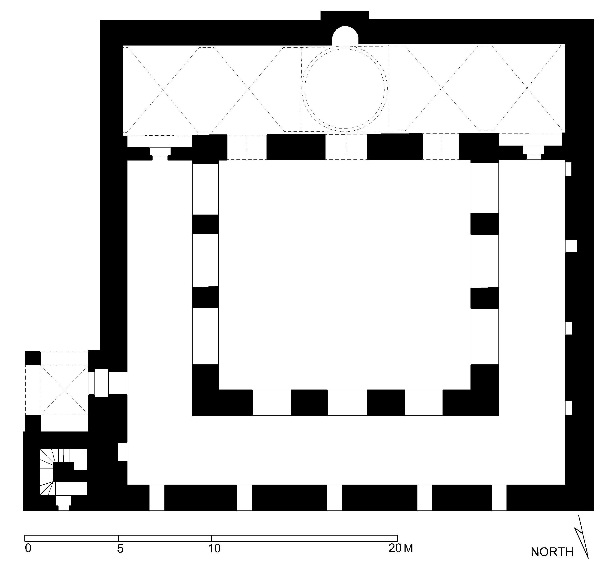 Floor plan of mosque with minaret (after Meinecke)