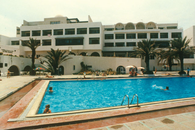 Exterior view shown poolside