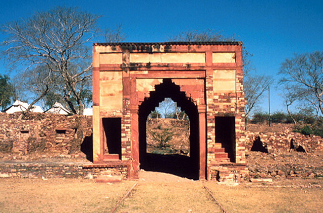 Exterior view toward northeast showing pseudo-arch entrance