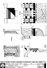 Madrasa al-Saqraqiyya - Drawing of the building, based on survey: Portal and mihrab plans, sections, elevations and details.