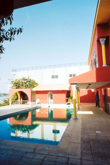 Exterior detail showing pool area