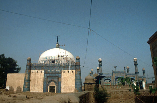 Exterior view of the tomb and the adjacent mosque, from the east