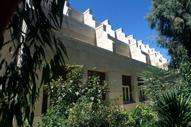 Exterior view showing terraced second story