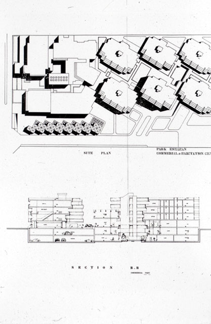 B&W drawing, site plan