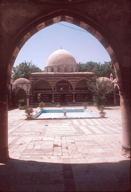 Courtyard view of the domed classroom, looking southwest