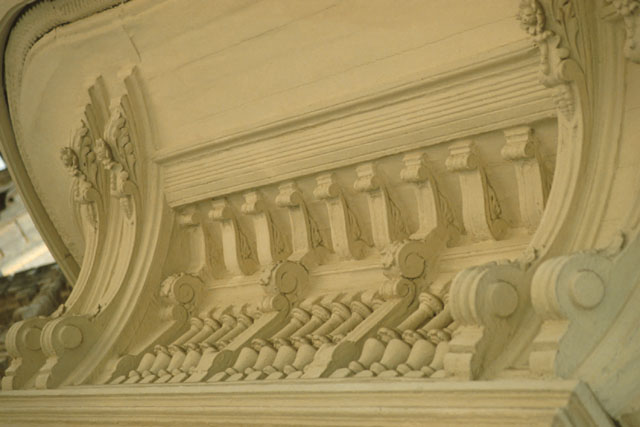 Exterior detail showing cornice
