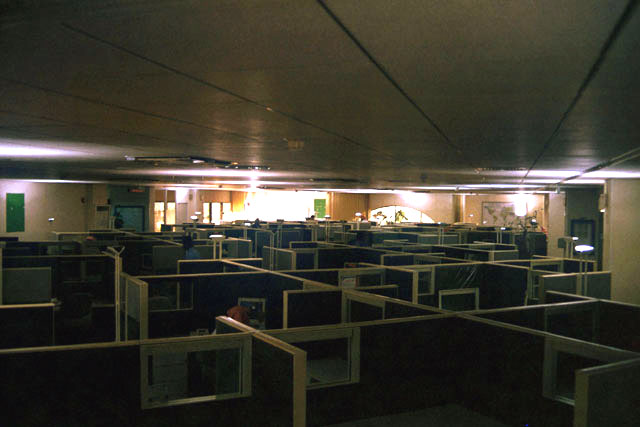 Interior view showing cubical work stations