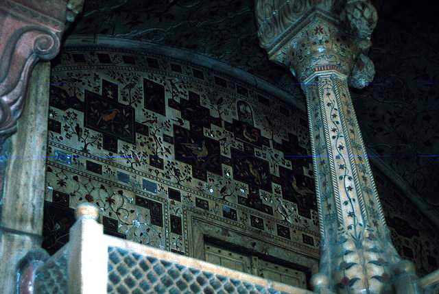 Interior detailed view from northwest of Pietre dure on rear wall