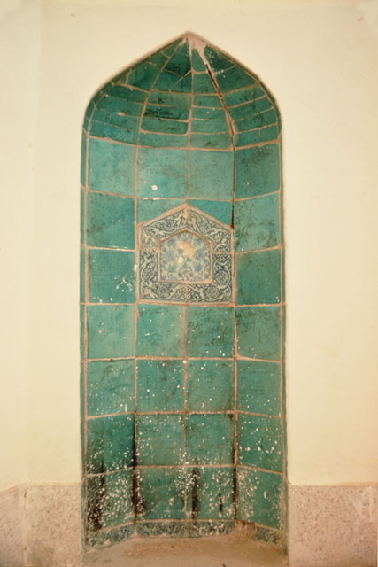 Friday Mosque of Abarquh - View of the tiled mihrab, southern iwan