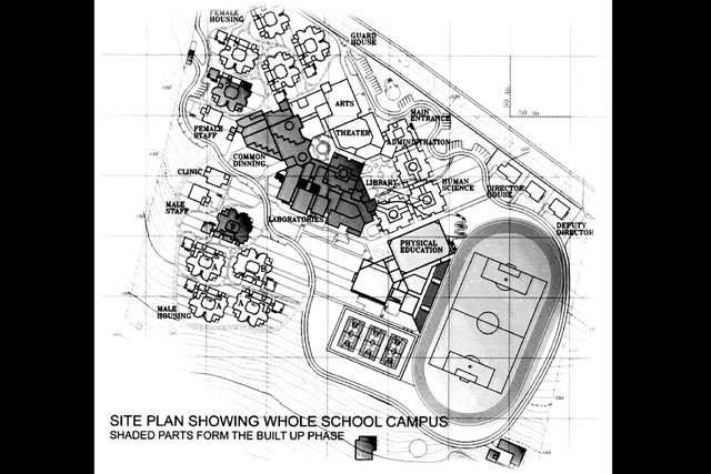 Site plan showing whole school campus