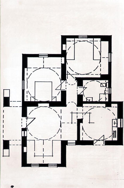 B&W drawing, spatial arrangement plan