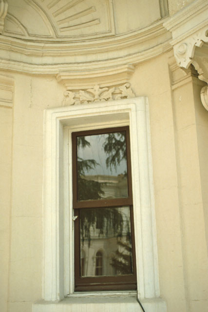 Exterior detail showing cupola above entrance