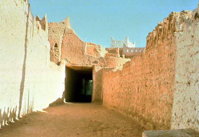 Mudbrick walls along the main street