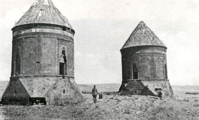General view of the "Twin Tombs" (Çifte Kümbet), with Tomb of Sirin Hatun and Bugatay Aka in the background and Tomb of Hüseyin Timur and Eser Tekin in the background