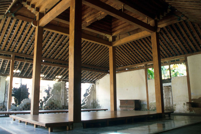 Interior view showing wooden pavilion