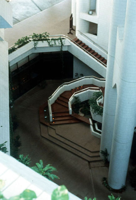 Dharmala Office Building - View to central patio, looking down