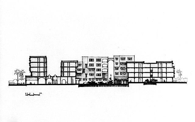 B&W drawing, section/elevation