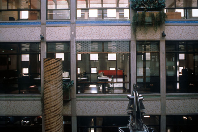 Interior view from atrium to work areas