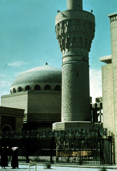 Exterior partial view of mosque and minaret