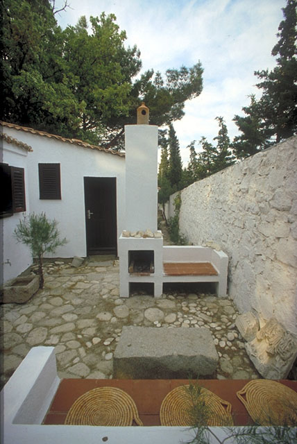 Exterior, fireplace and courtyard