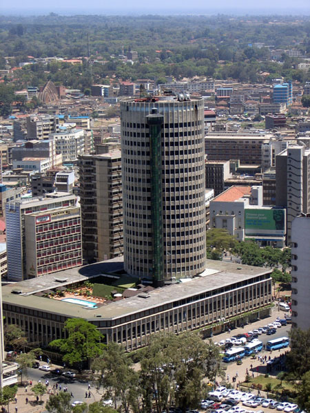 Elevated view from KICC tower, showing terrace with pool adjoining tower