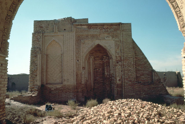 View of qibla wall through the entry arch