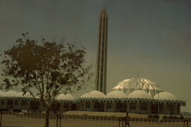 Exterior view showing inverted mashrabiya dome