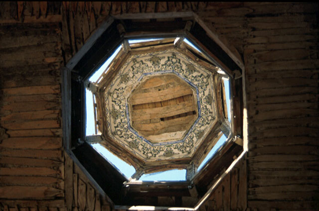 Detail, skylight in the wooden roof