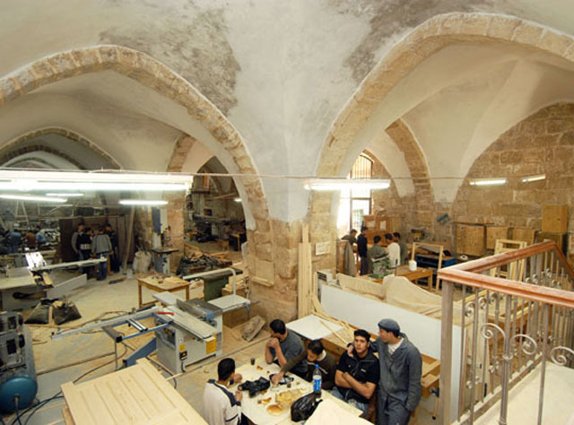 Al-Aqsa Library and Museum; interior view during restoration, training workshop