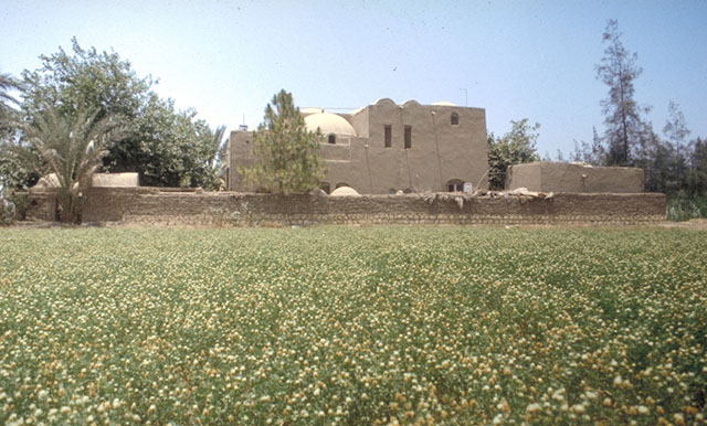 Exterior view with field in foreground