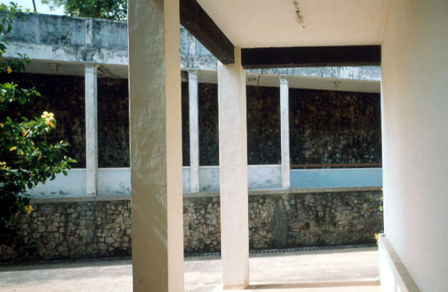 Exterior view from covered passage to central courtyard