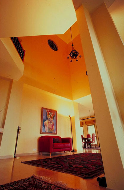 Interior, lobby with a mezzanine