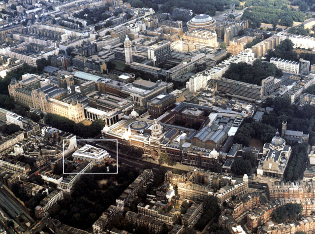 The Ismaili Centre, London - Aerial view, the Centre is highlighted