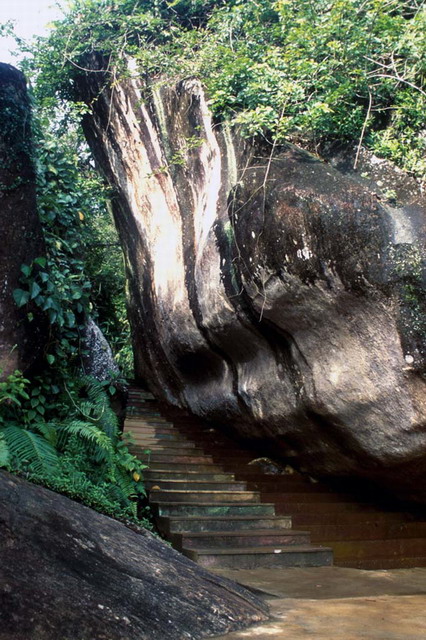 Stairs leading to the entrance, among rocks