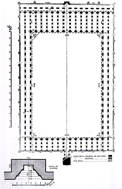 Plan of ground floor and detail of mihrab